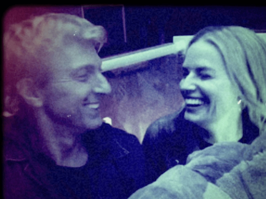 William Zabka and actress Lisa Shue are having fun behind the scenes