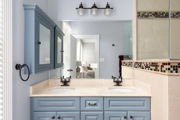 where blue cabinets make the biggest style statement
